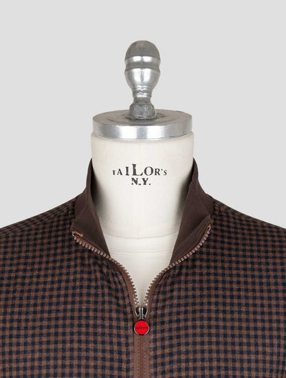 Kiton Brown Blue Cotton Ea Coat B-ONE
