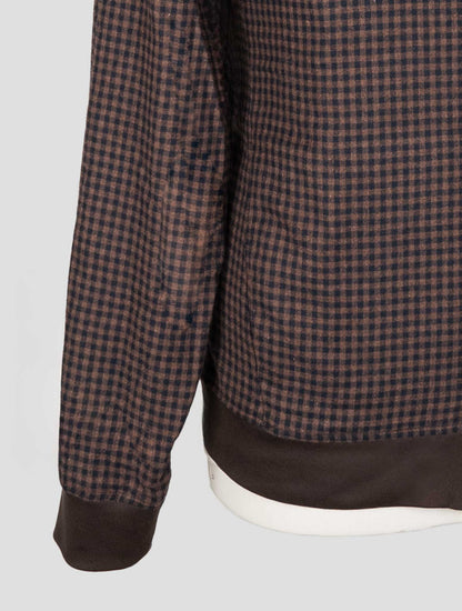 Kiton Brown Blue Cotton Ea Coat B-ONE