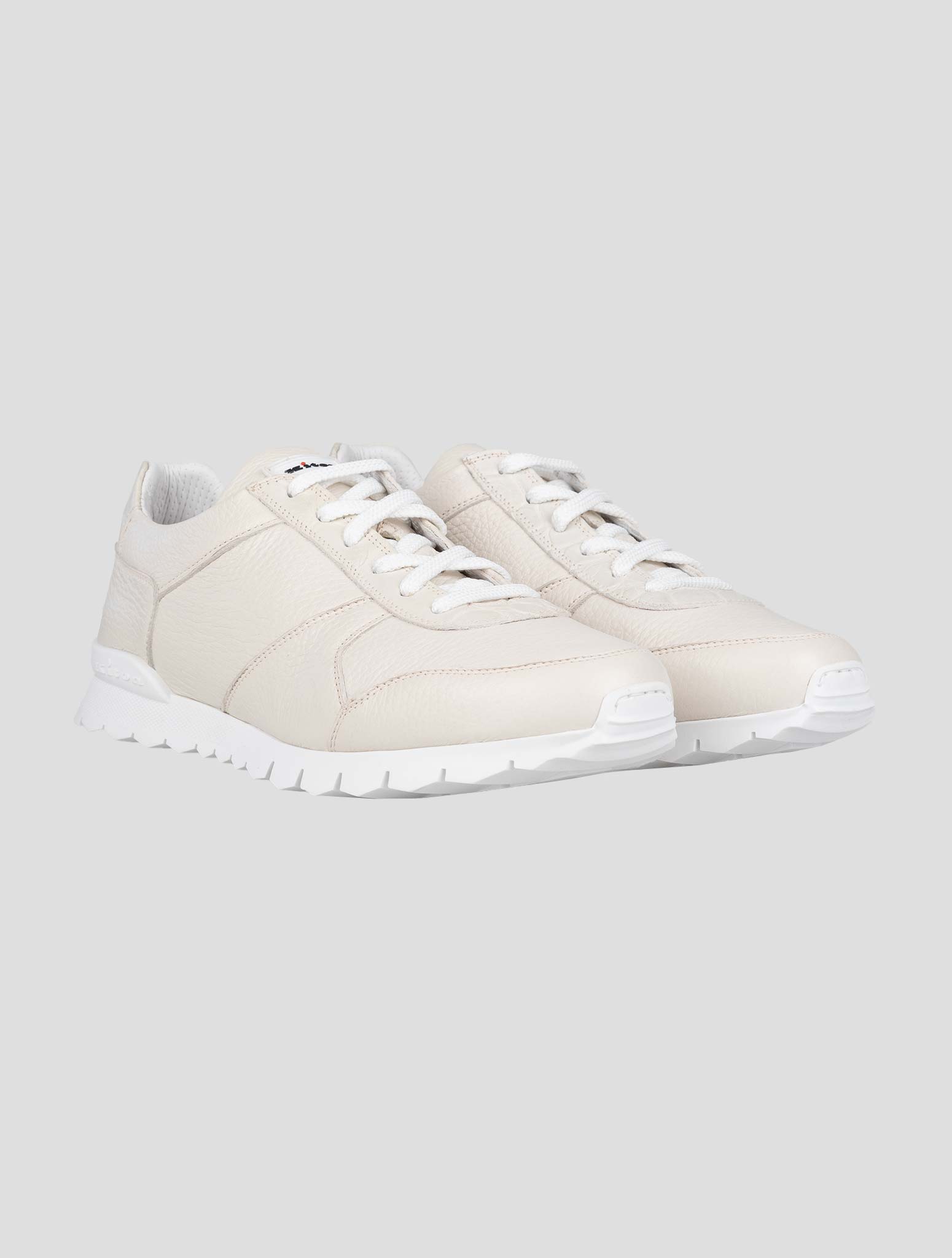Kiton White Leather And Leather Crocodyle Sneakers