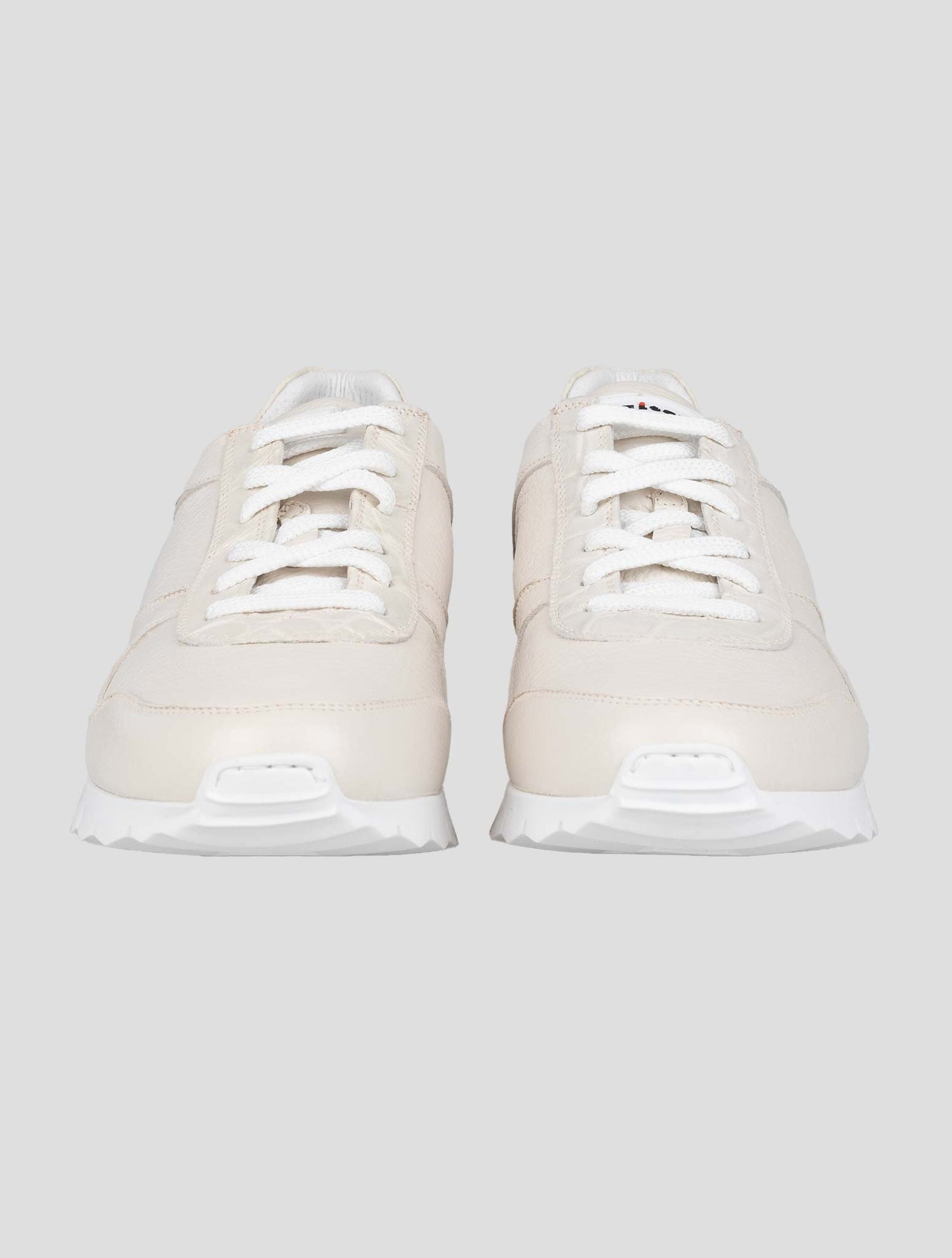 Kiton White Leather And Leather Crocodyle Sneakers