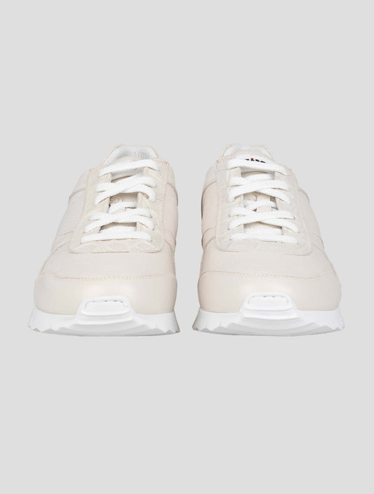 Kiton White Leather And Leather Crocodyle Sneakers