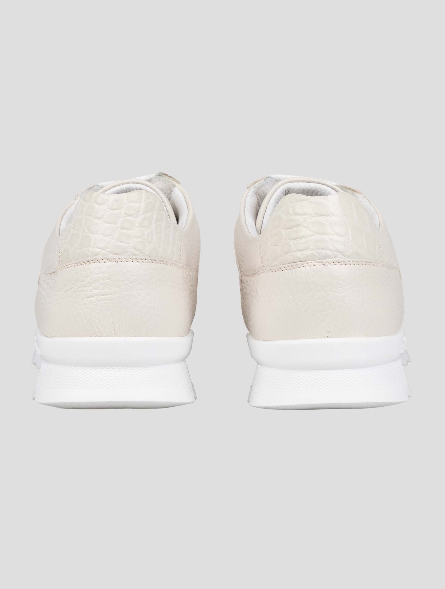 Kiton White Leather And Leather Crocodyle Sneakers