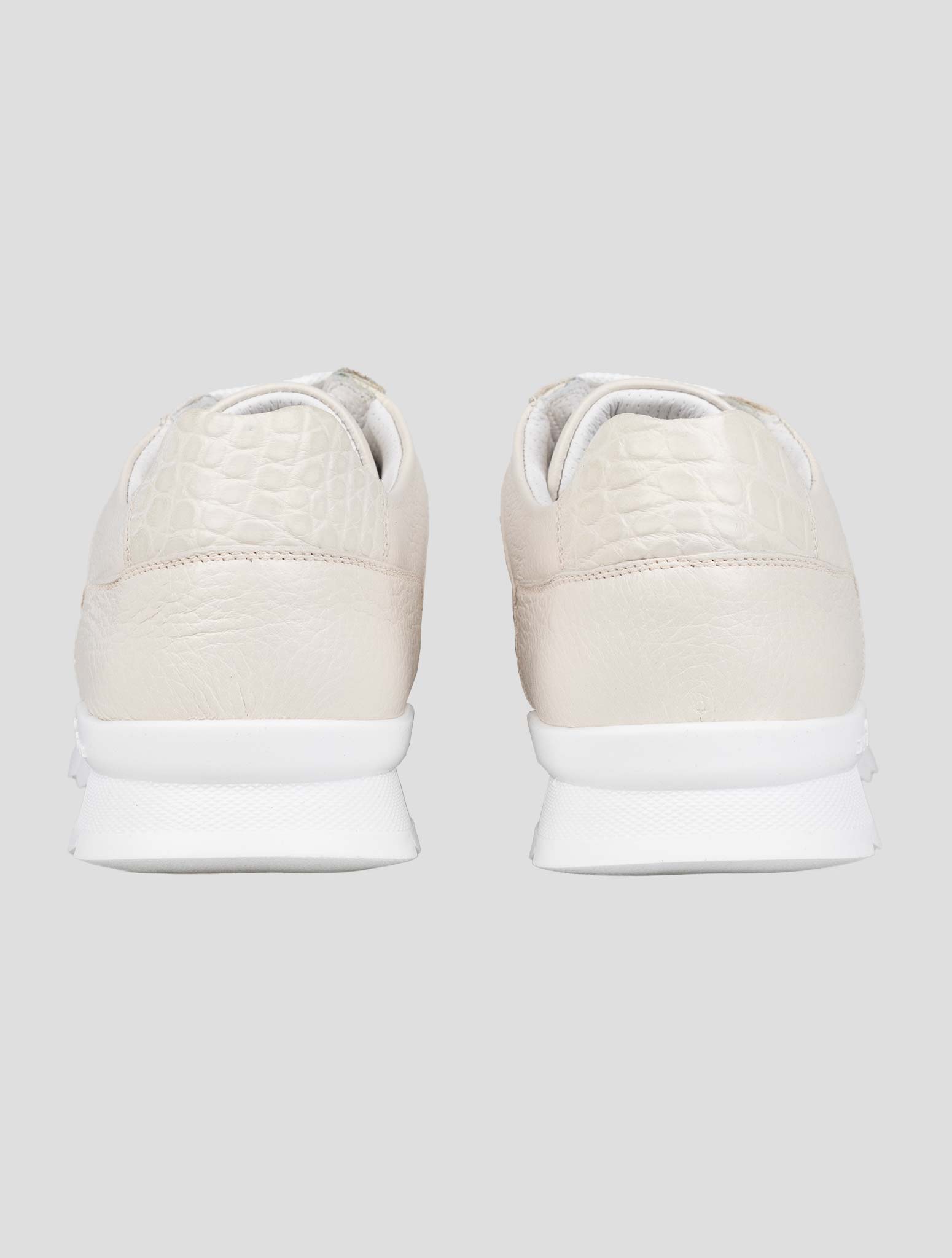 Kiton White Leather And Leather Crocodyle Sneakers