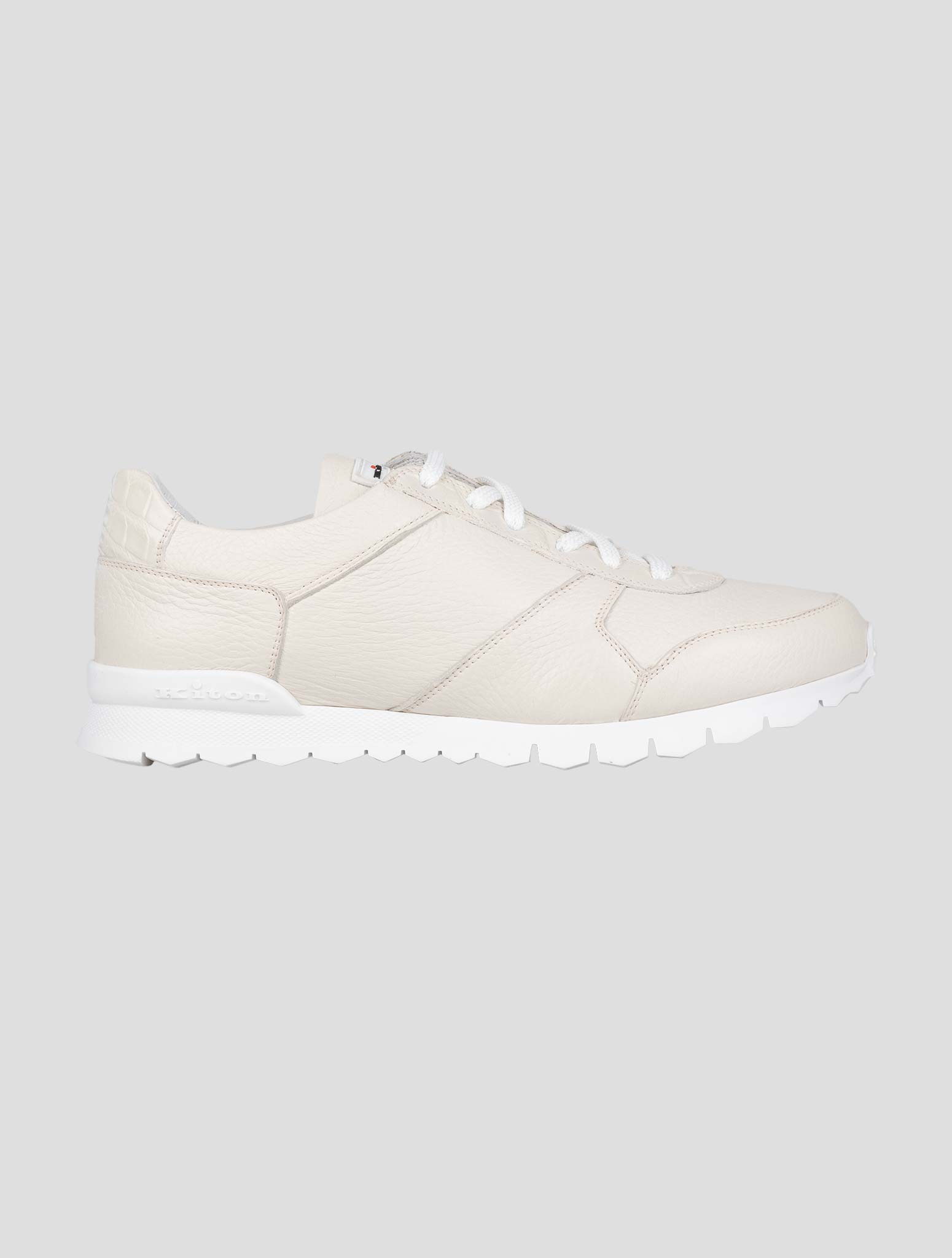 Kiton White Leather And Leather Crocodyle Sneakers