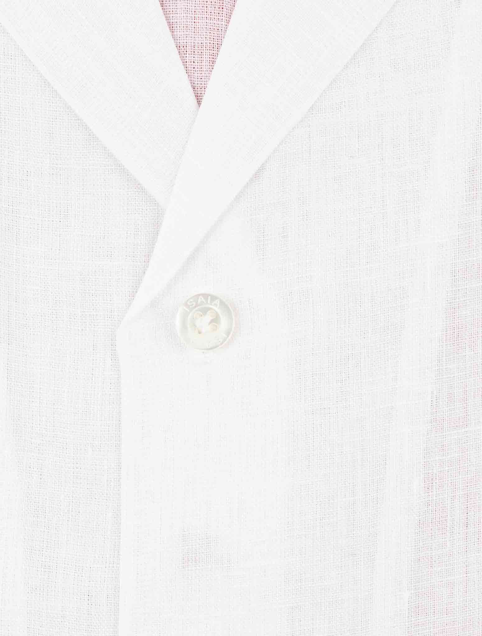 Isaia White Linen Short Sleeve Shirt