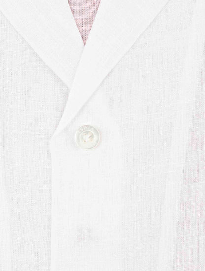 Isaia White Linen Short Sleeve Shirt