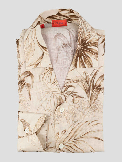 Isaia Brown Linen Shirt