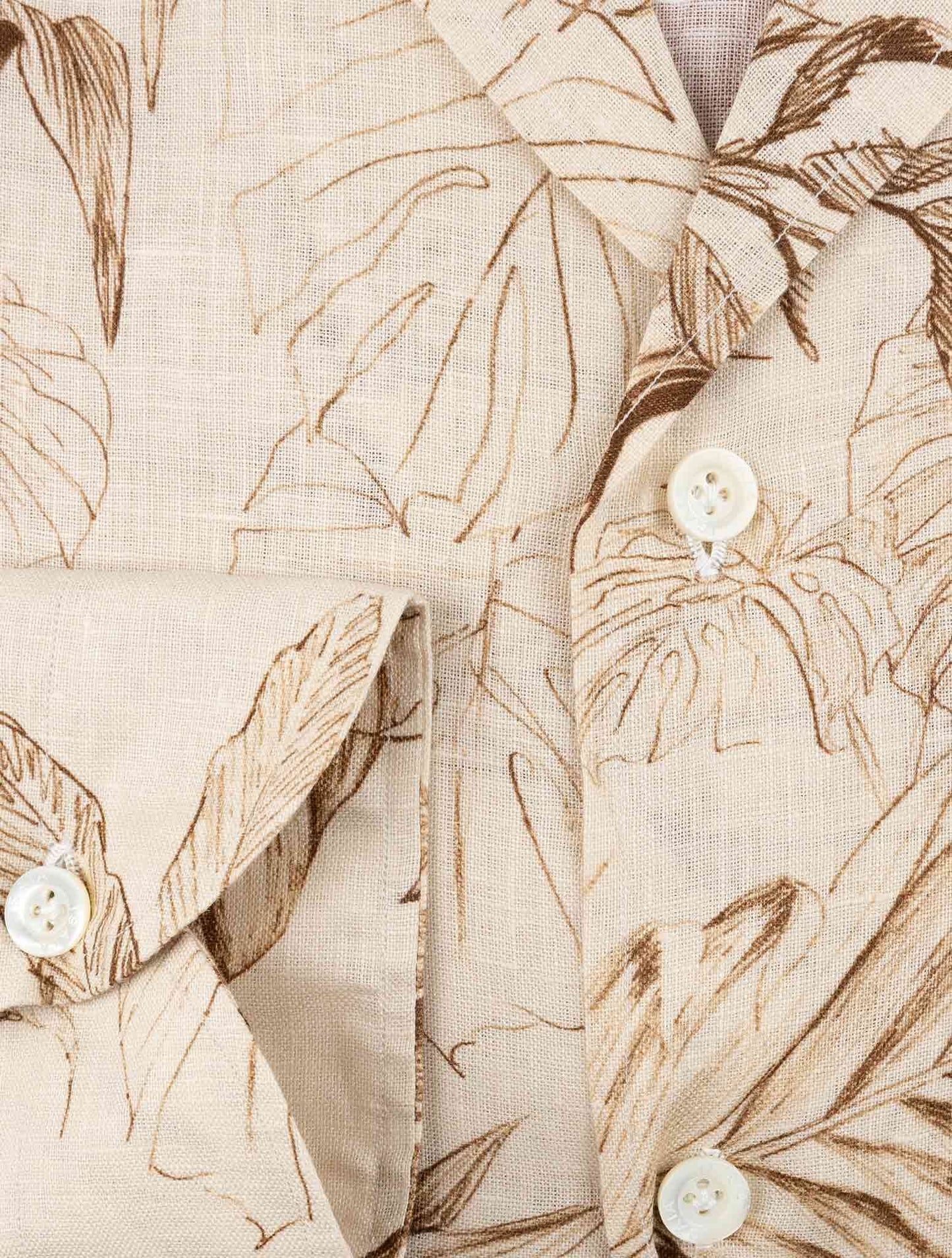 Isaia Brown Linen Shirt