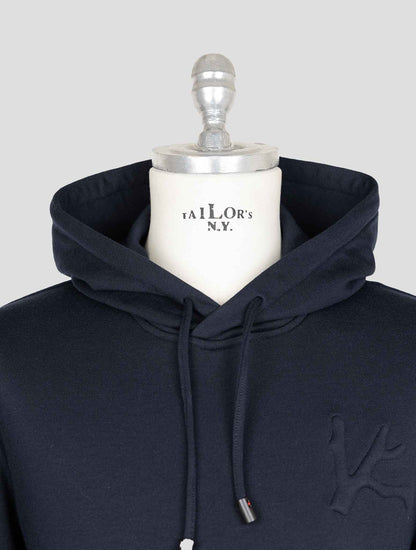 Isaia Blue Cotton Silk Pl Sweater Hoodie