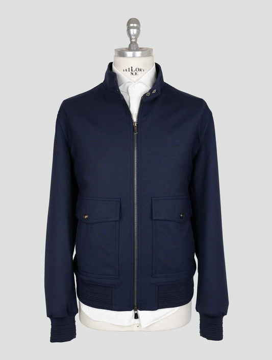 Isaia Blue Wool Ea Pa Coat