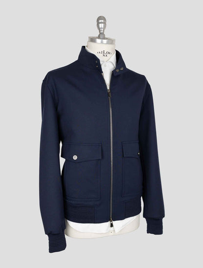 Isaia Blue Wool Ea Pa Coat