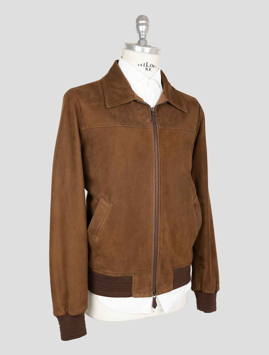 Isaia Brown Leather Suede Coat