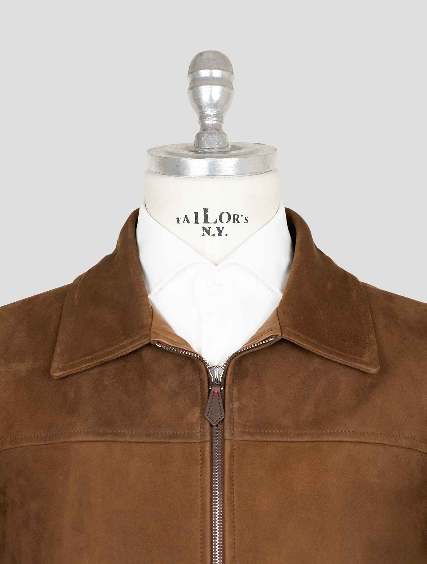 Isaia Brown Leather Suede Coat