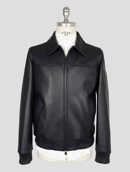 Isaia Blue Leather  Coat