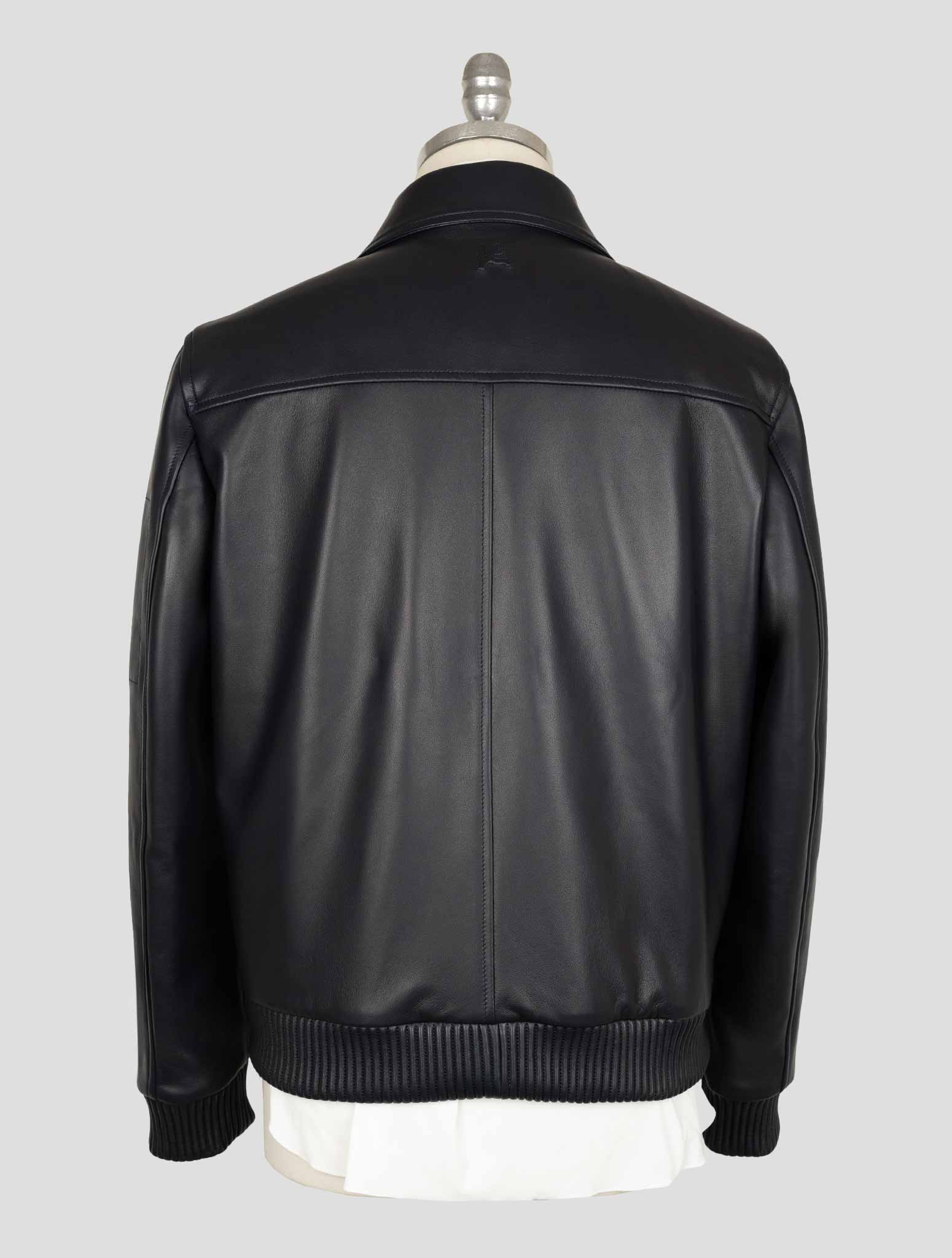 Isaia Blue Leather  Coat