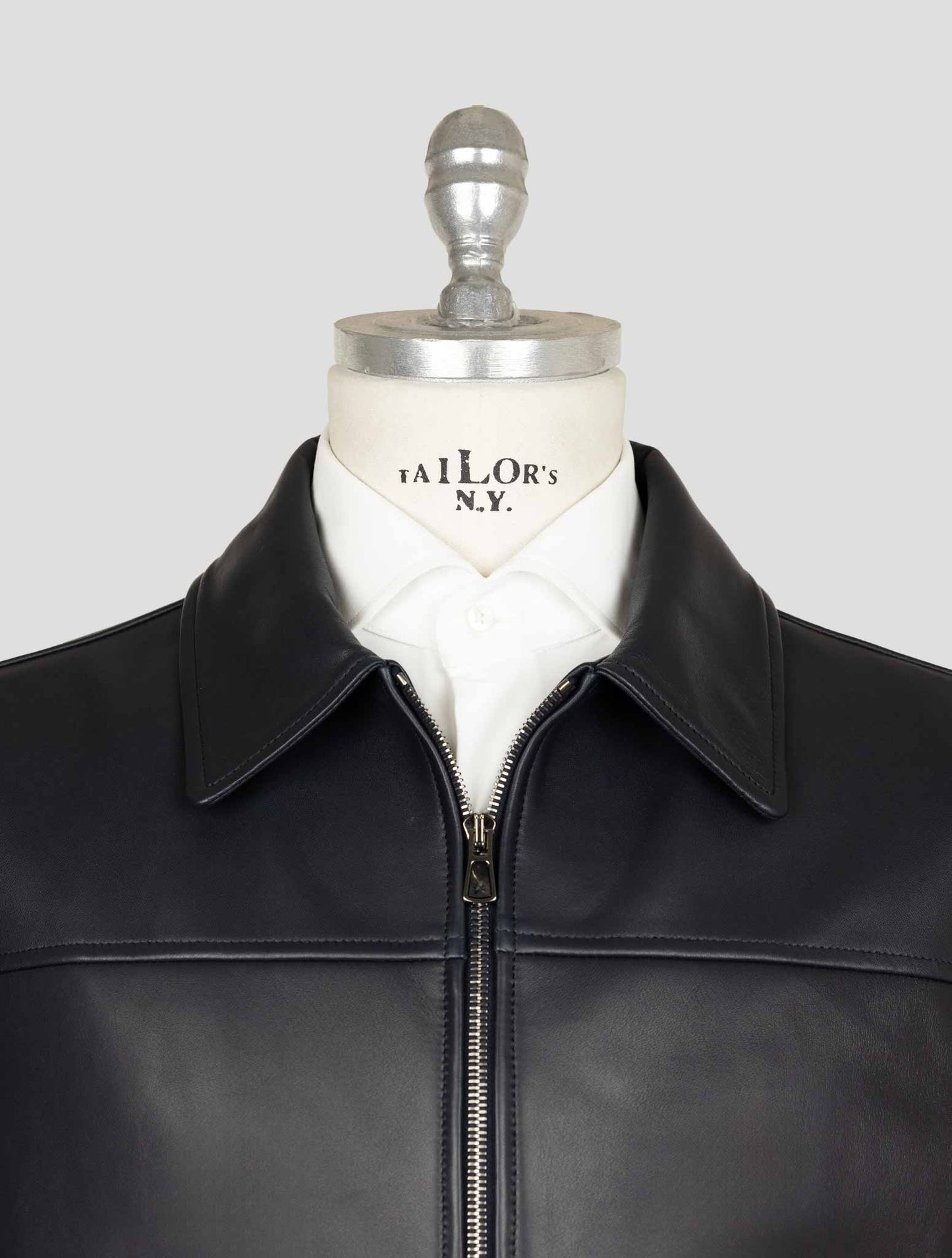 Isaia Blue Leather  Coat