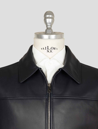 Isaia Blue Leather  Coat