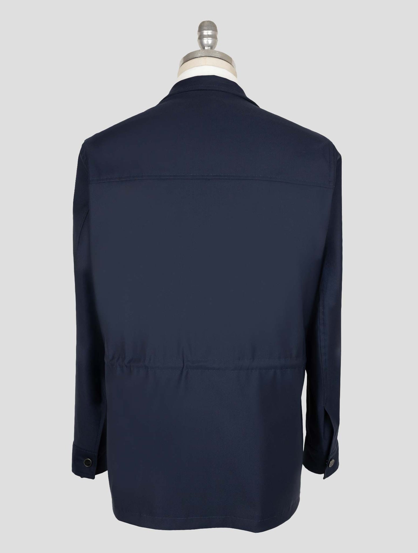 Isaia Blue Wool Pa Silk Ea Coat