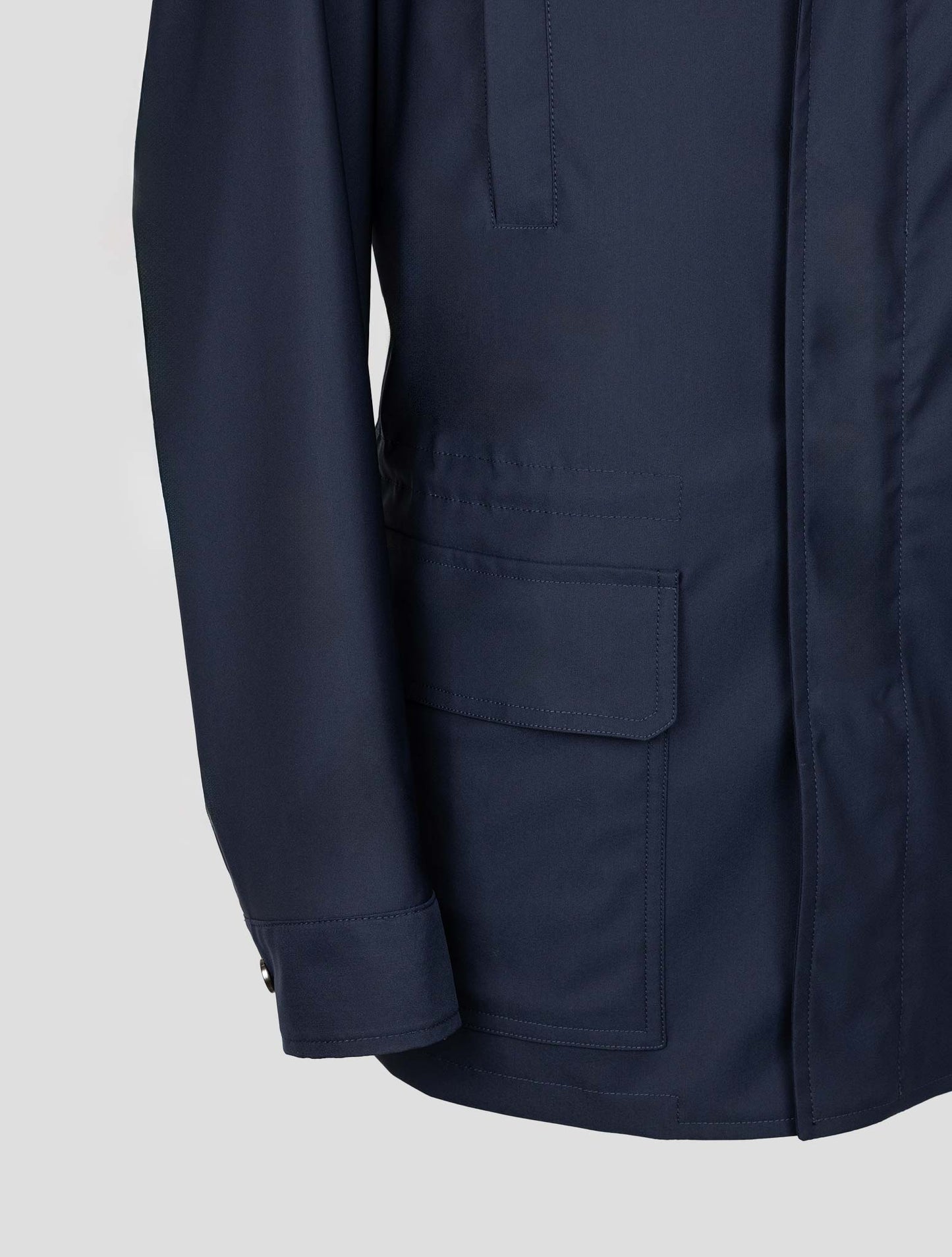 Isaia Blue Wool Pa Silk Ea Coat