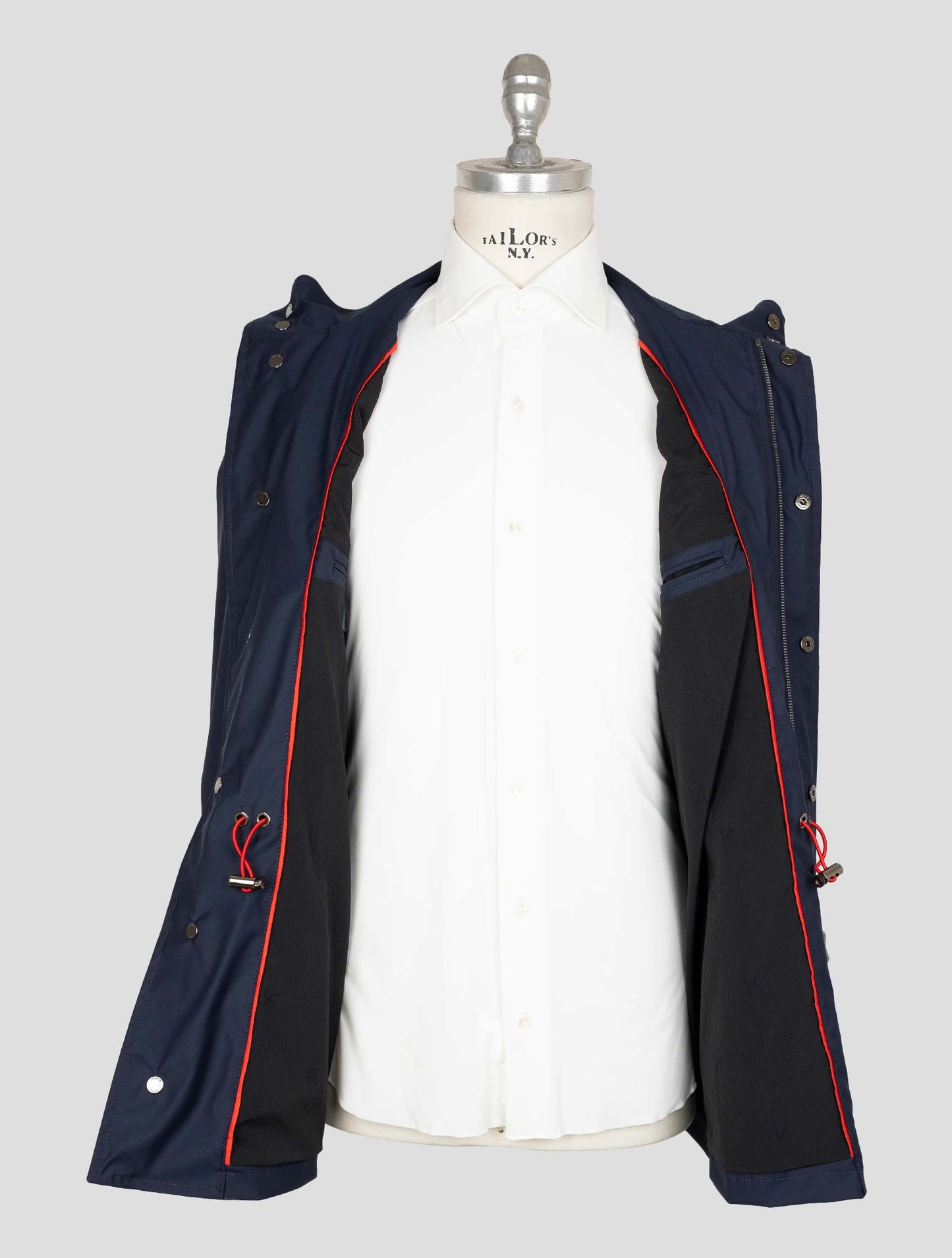 Isaia Blue Wool Pa Silk Ea Coat