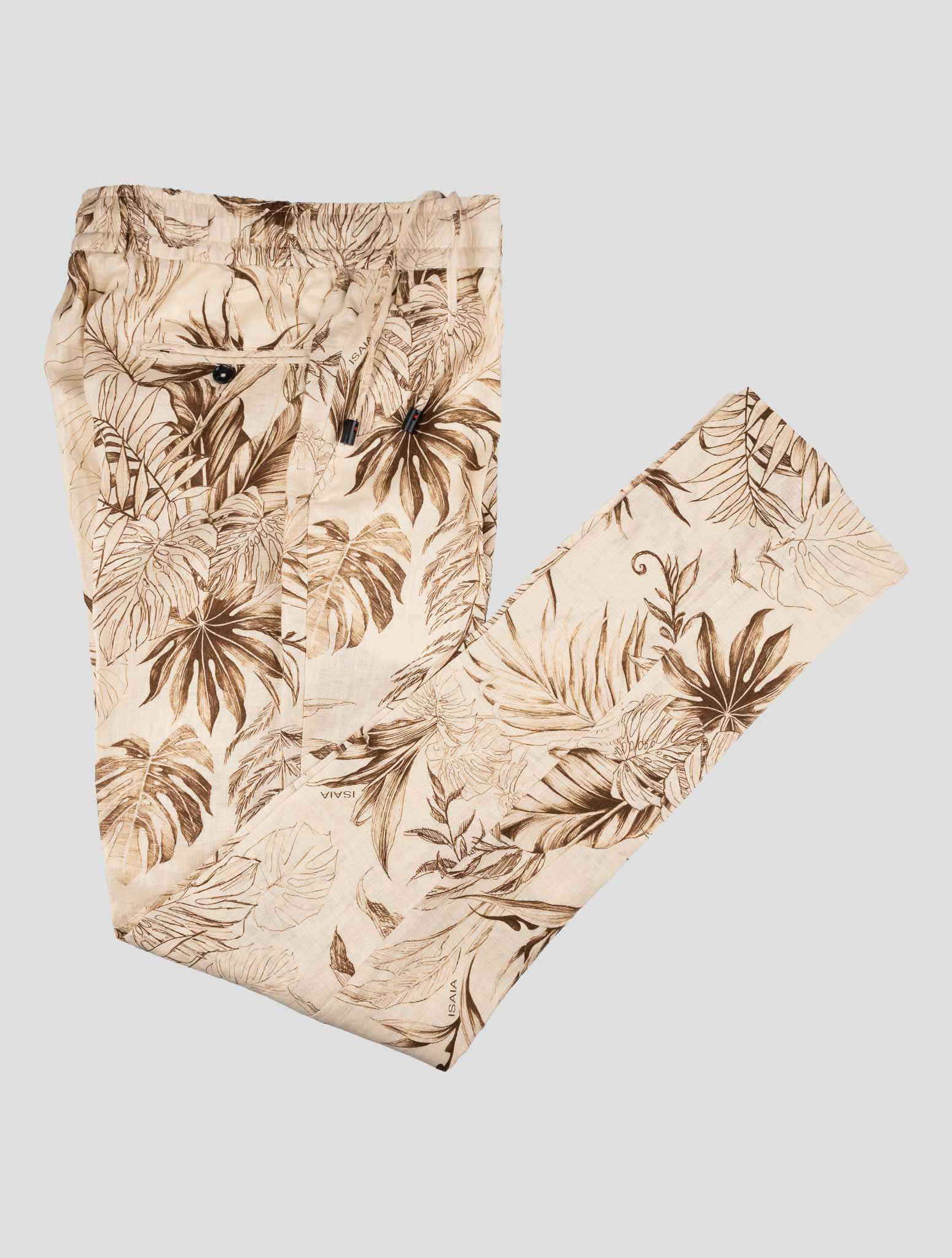 Isaia Brown Linen Pants