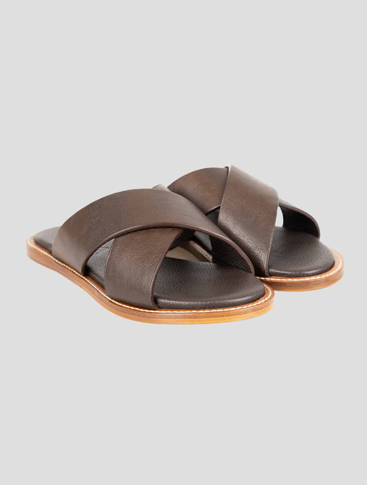 Isaia Brown Leather Sandals