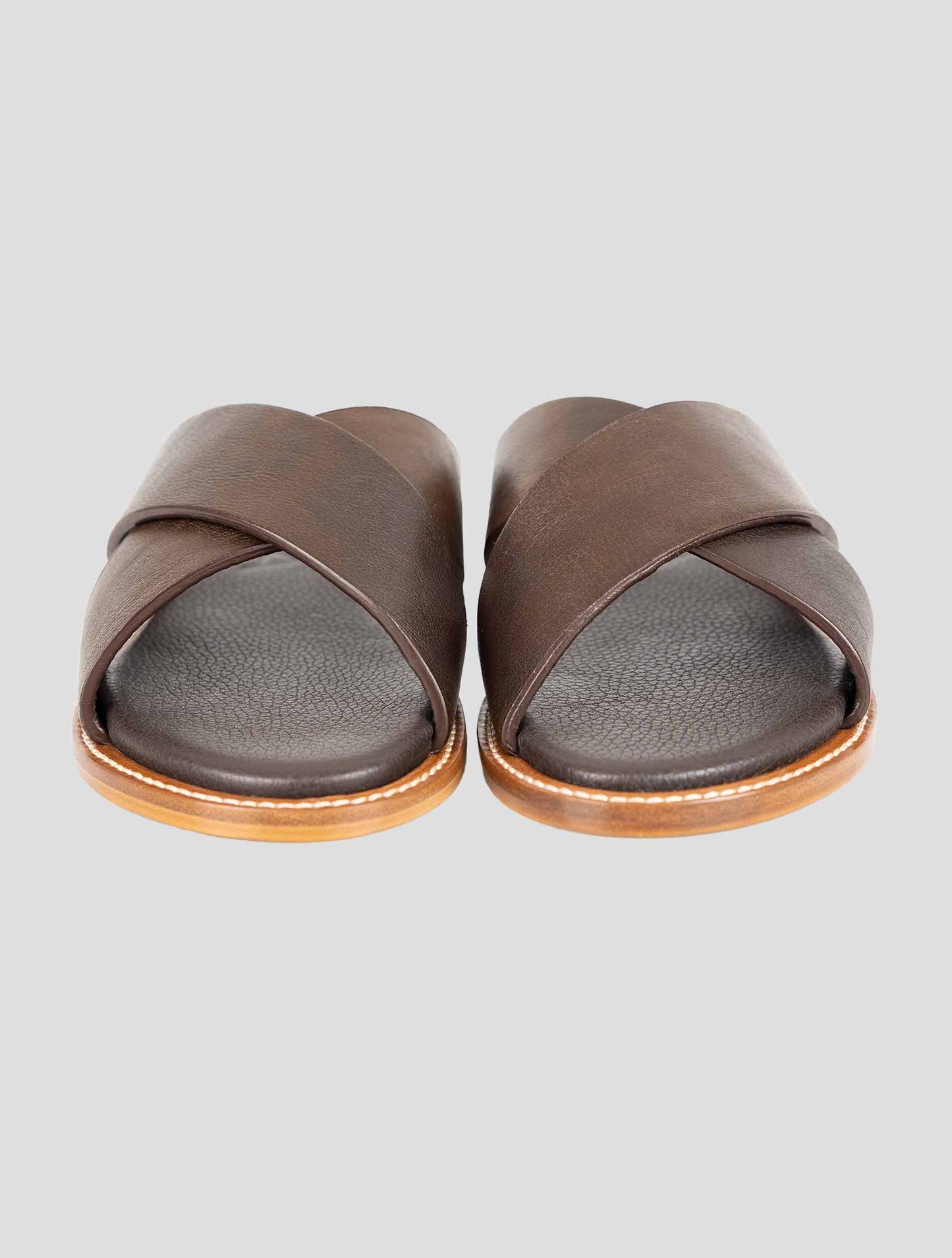 Isaia Brown Leather Sandals