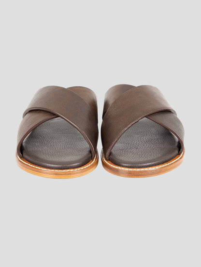 Isaia Brown Leather Sandals