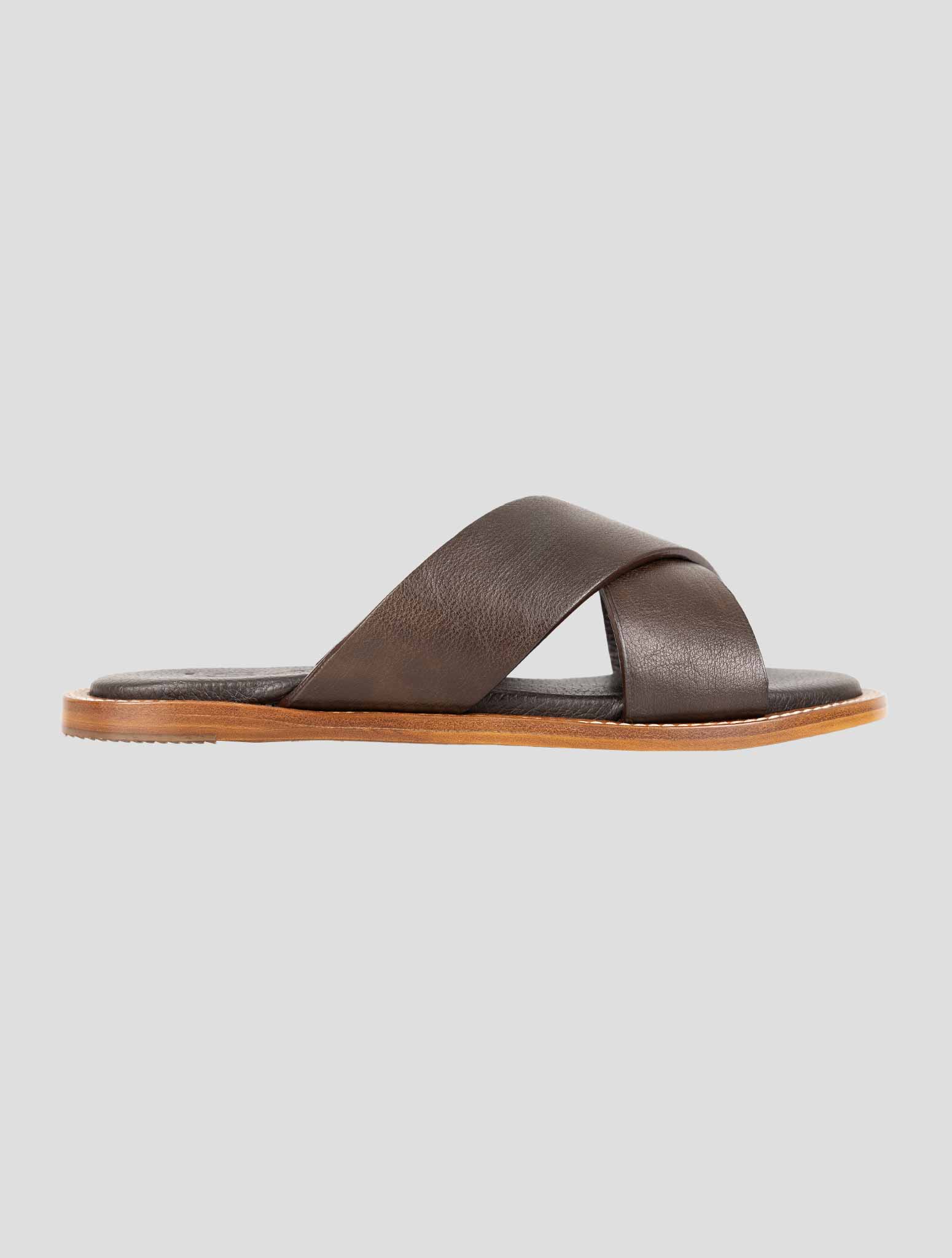 Isaia Brown Leather Sandals
