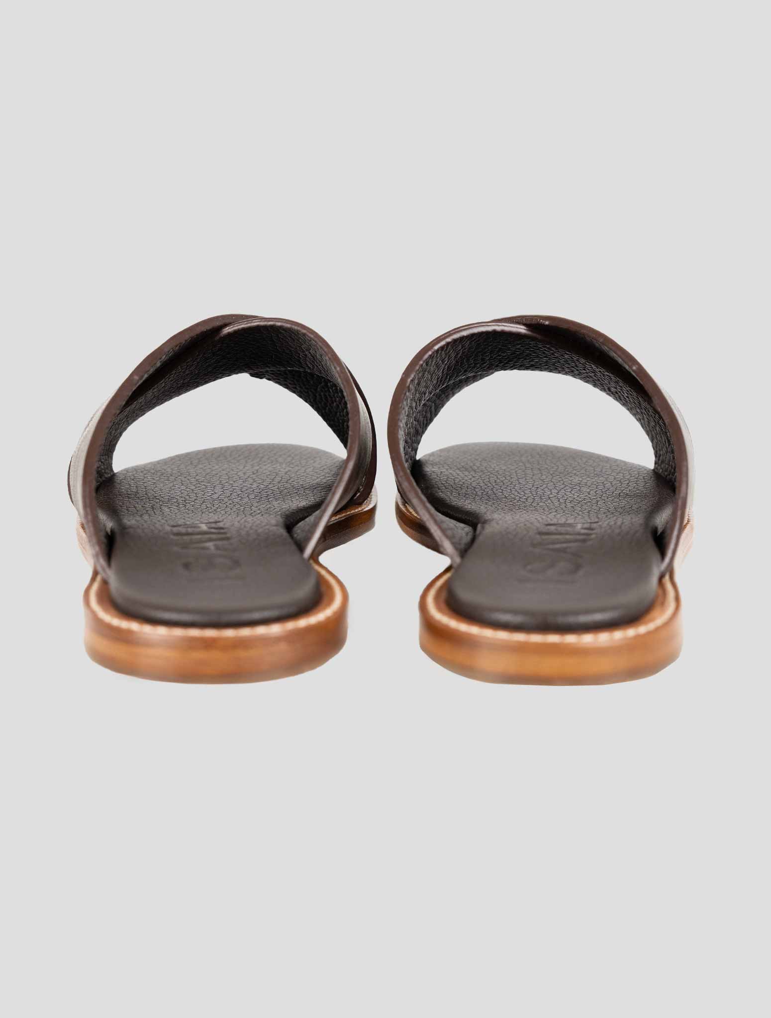 Isaia Brown Leather Sandals