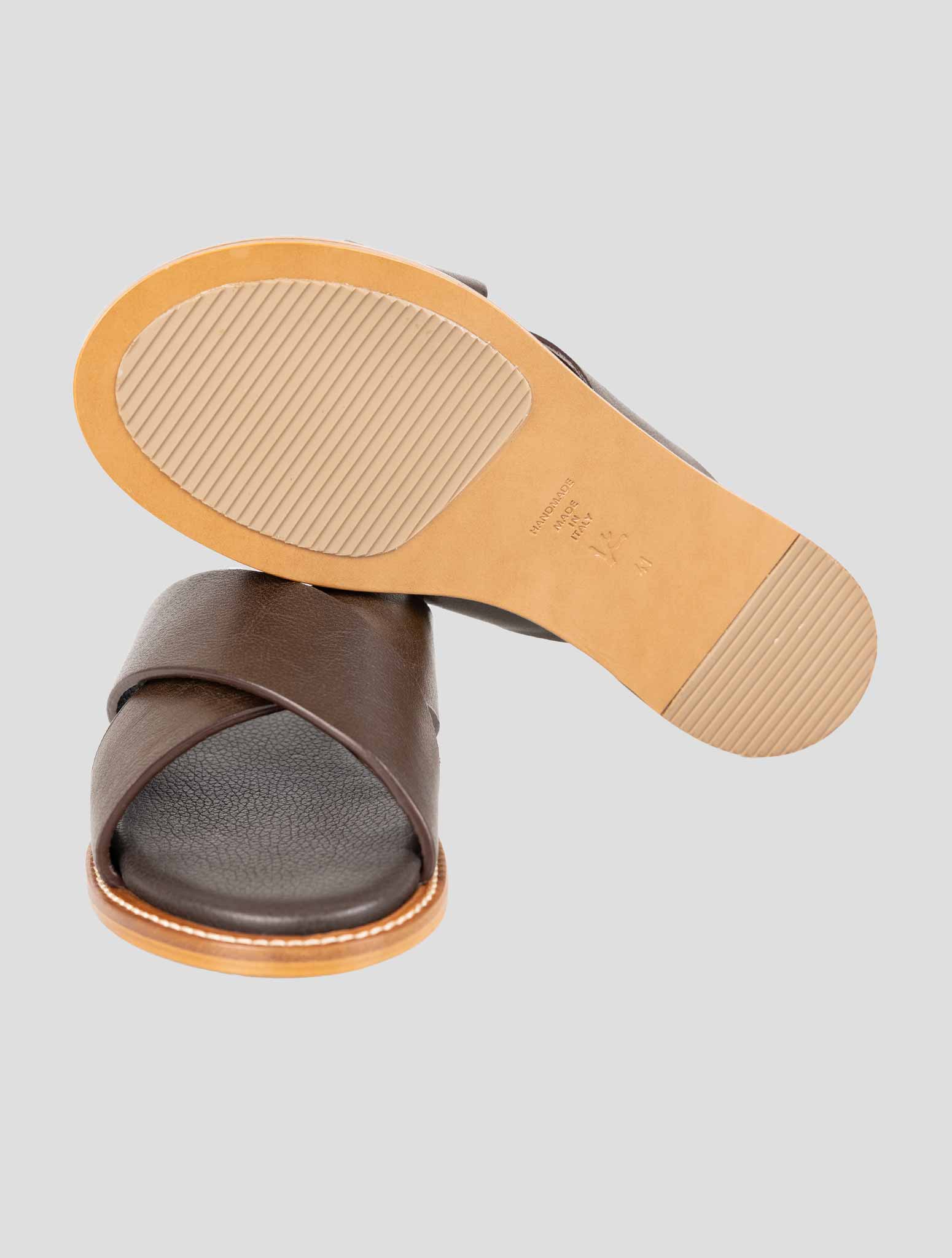 Isaia Brown Leather Sandals