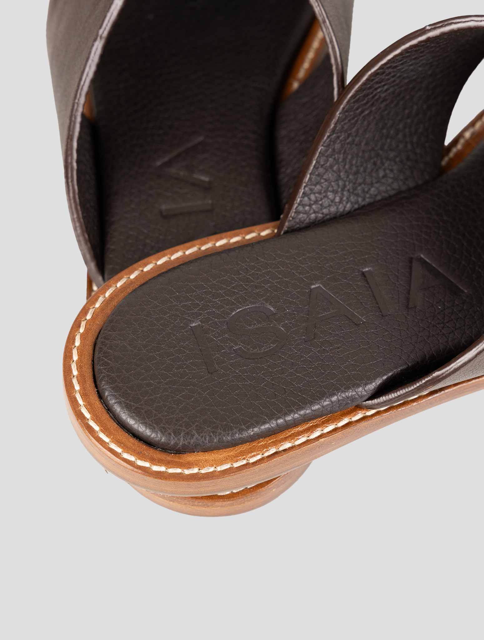 Isaia Brown Leather Sandals