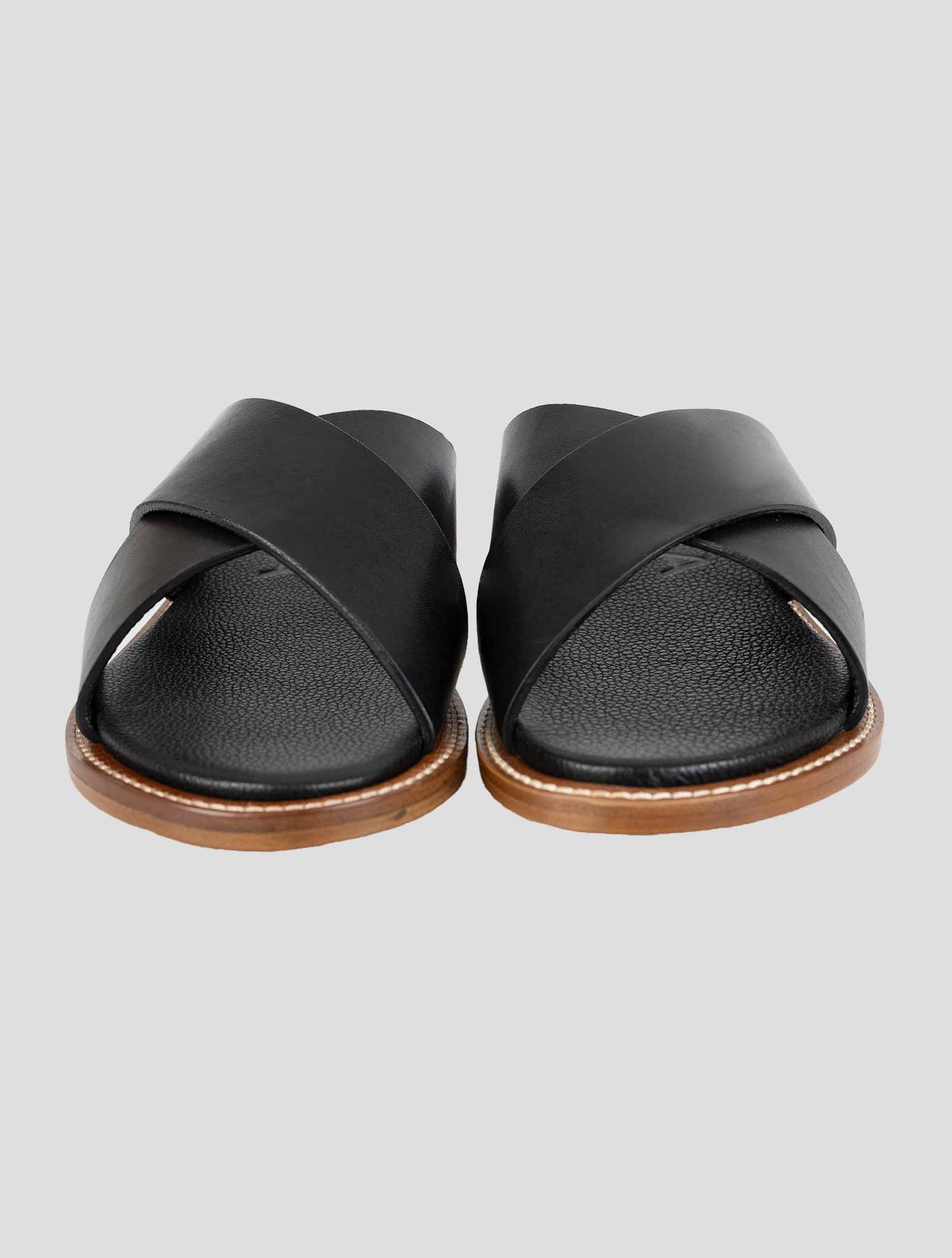 Isaia Black Leather Sandals