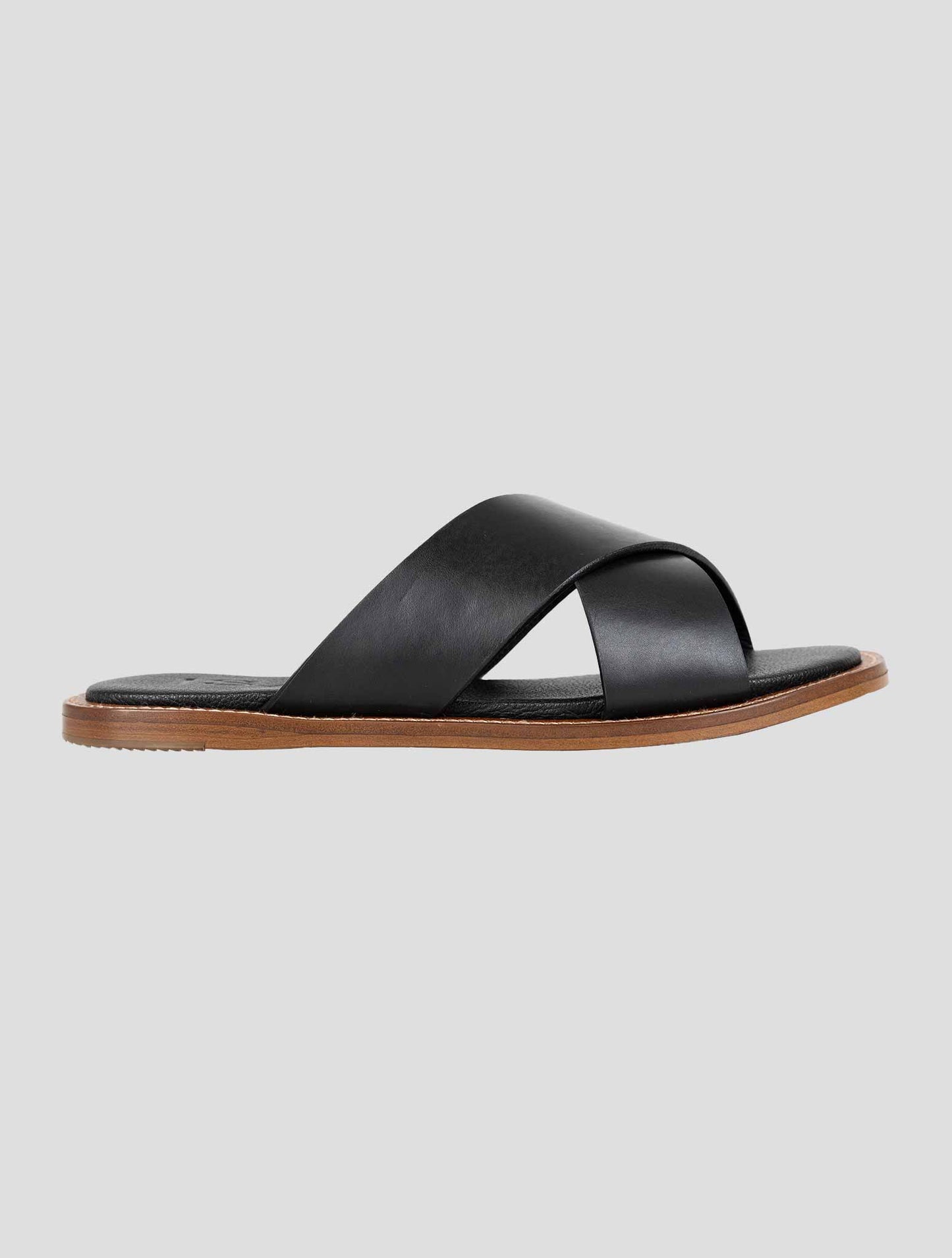 Isaia Black Leather Sandals