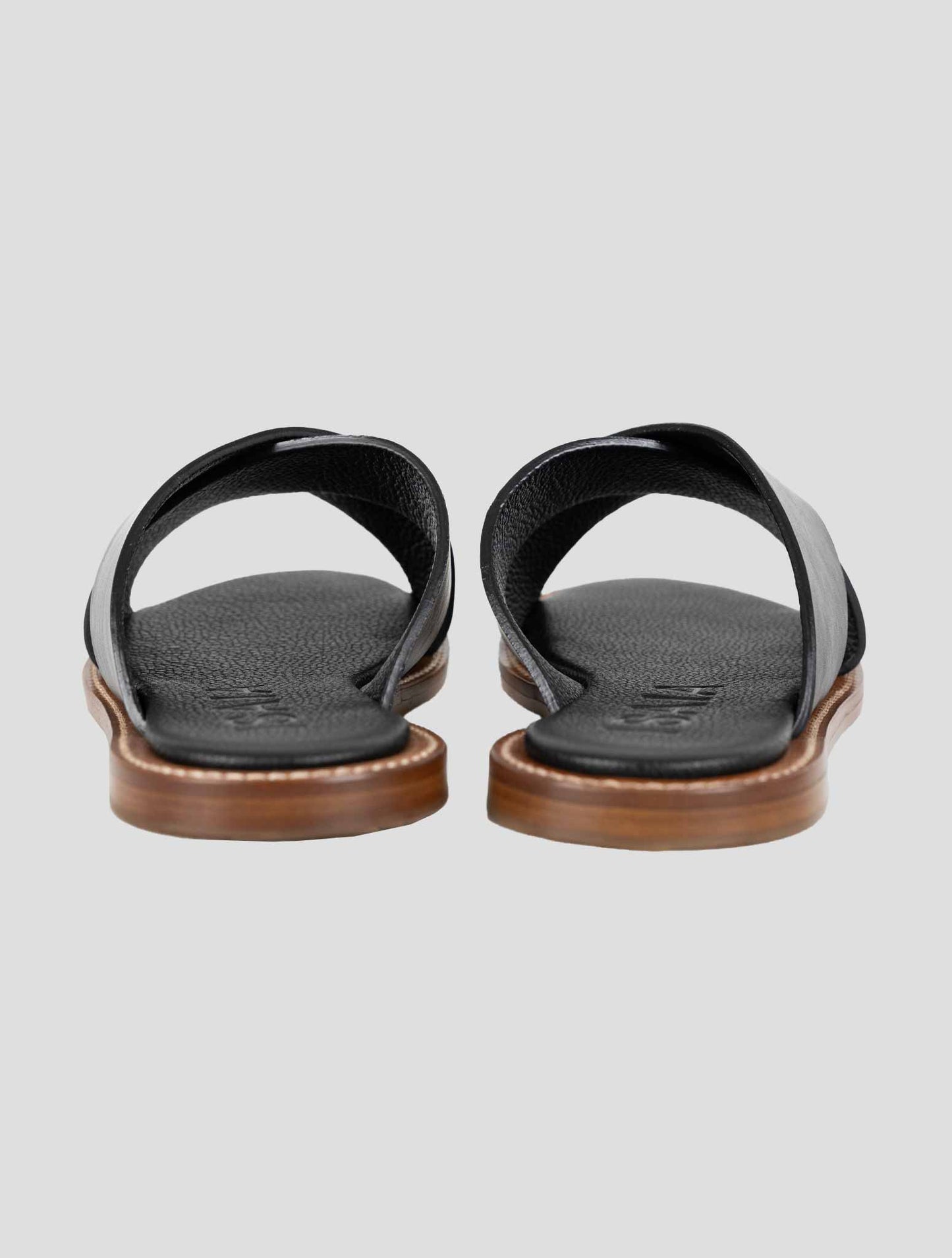 Isaia Black Leather Sandals