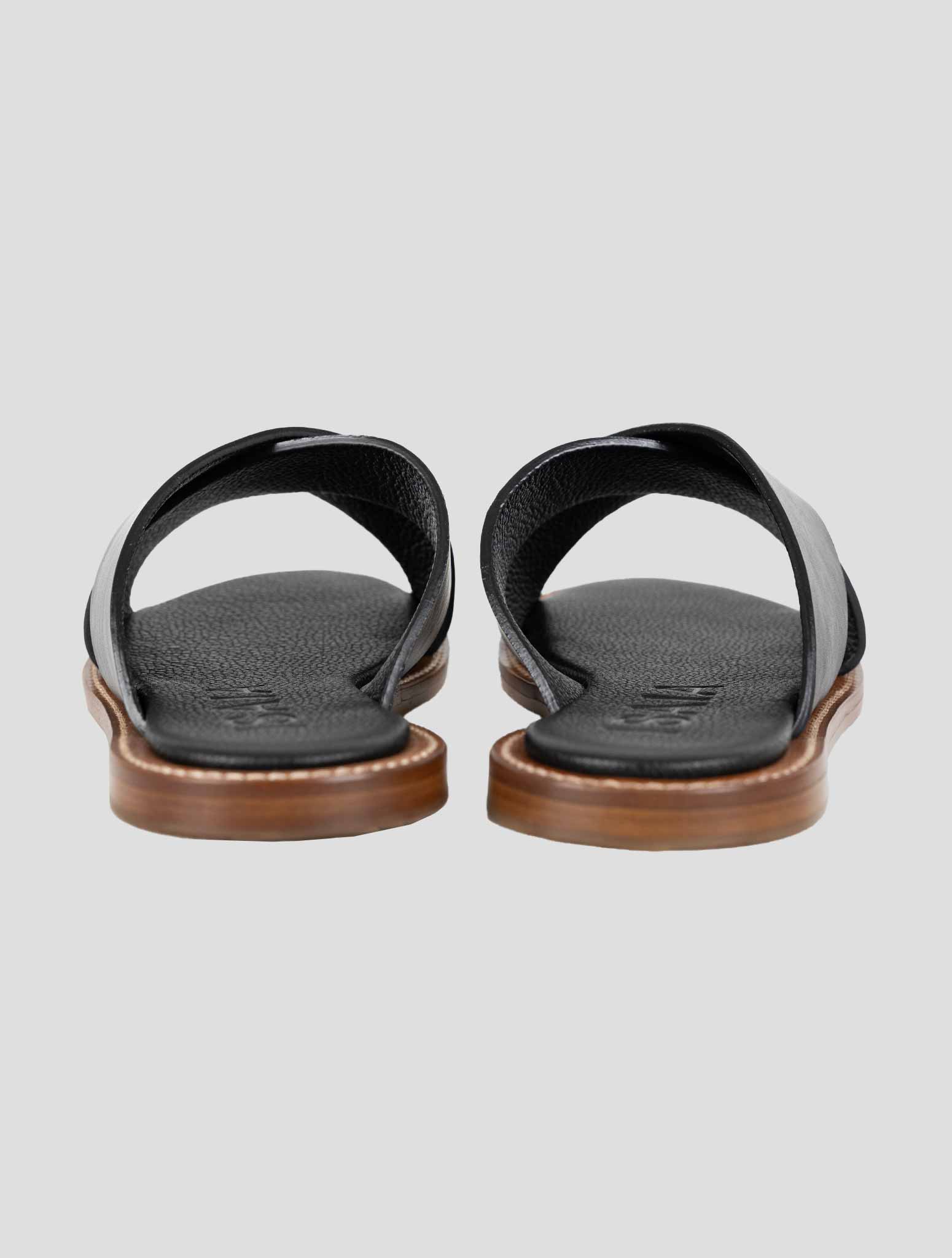 Isaia Black Leather Sandals