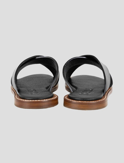 Isaia Black Leather Sandals