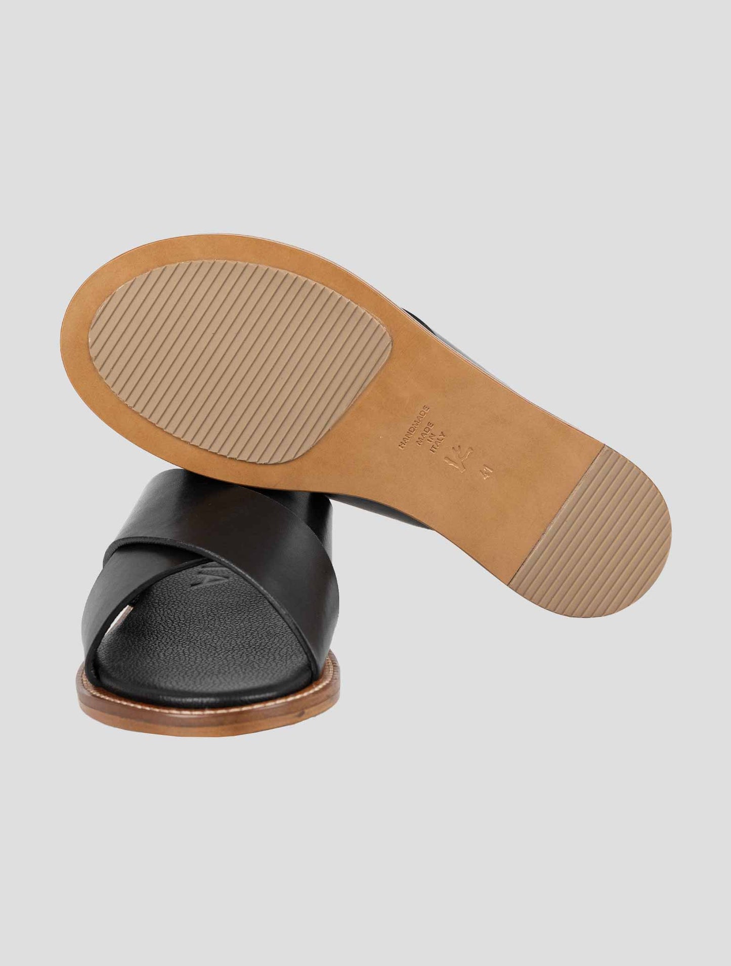 Isaia Black Leather Sandals