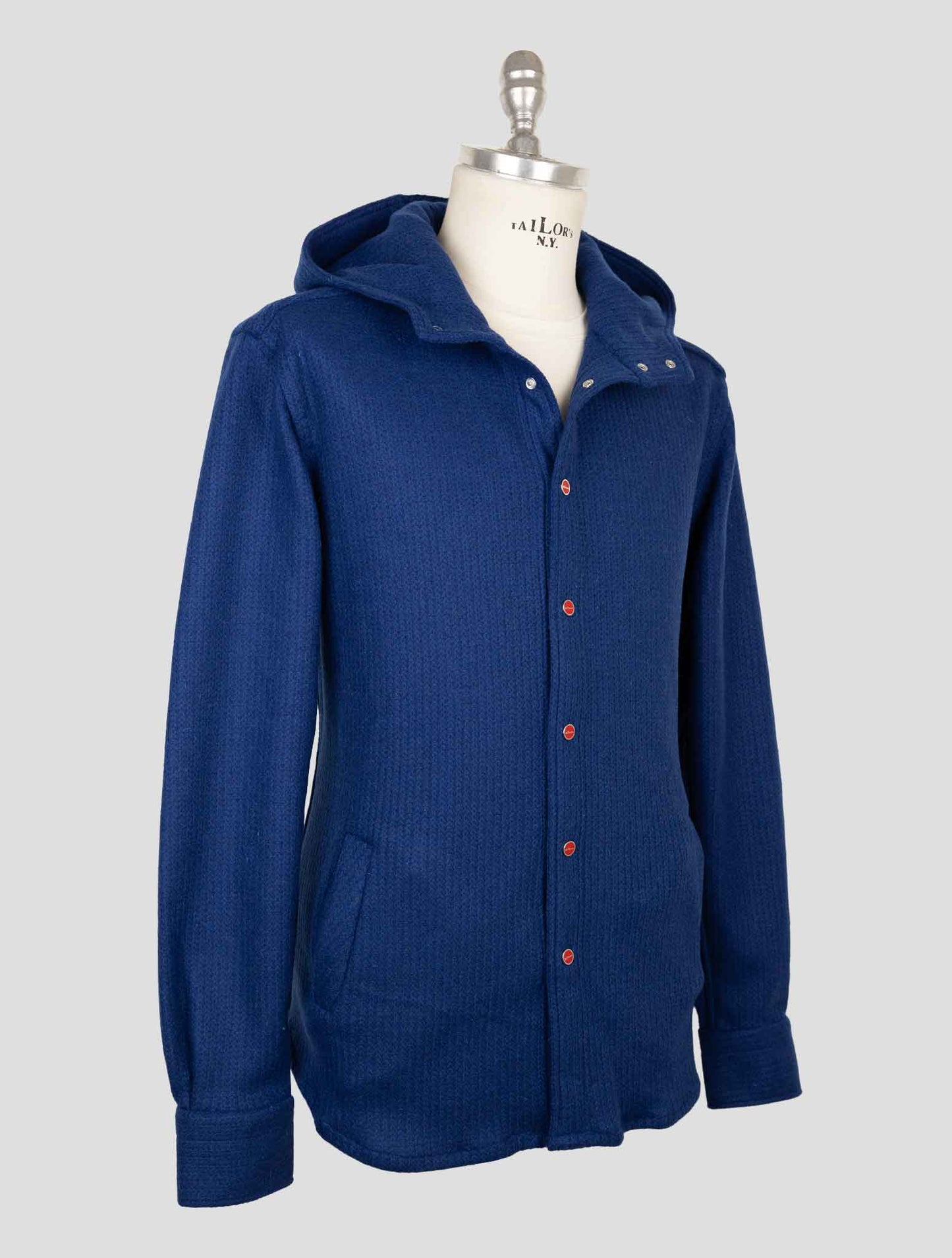 Kiton Blue Wool Pa Shirt Mariano