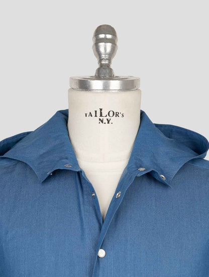 Kiton Blue Cotton Shirt Mariano