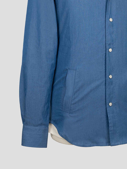 Kiton Blue Cotton Shirt Mariano