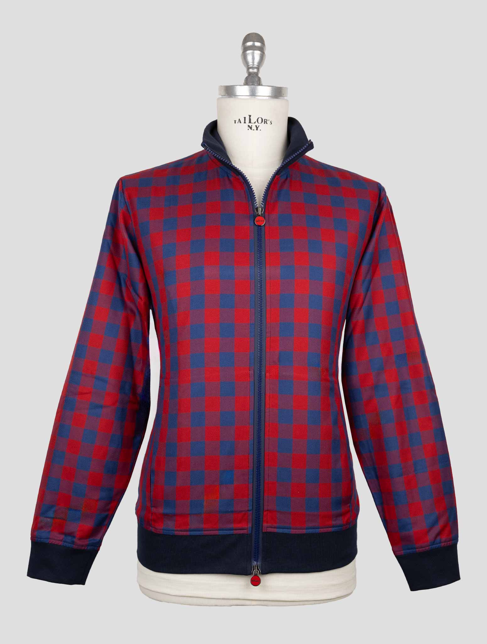 Kiton Blue Red Cotton Coat B-One