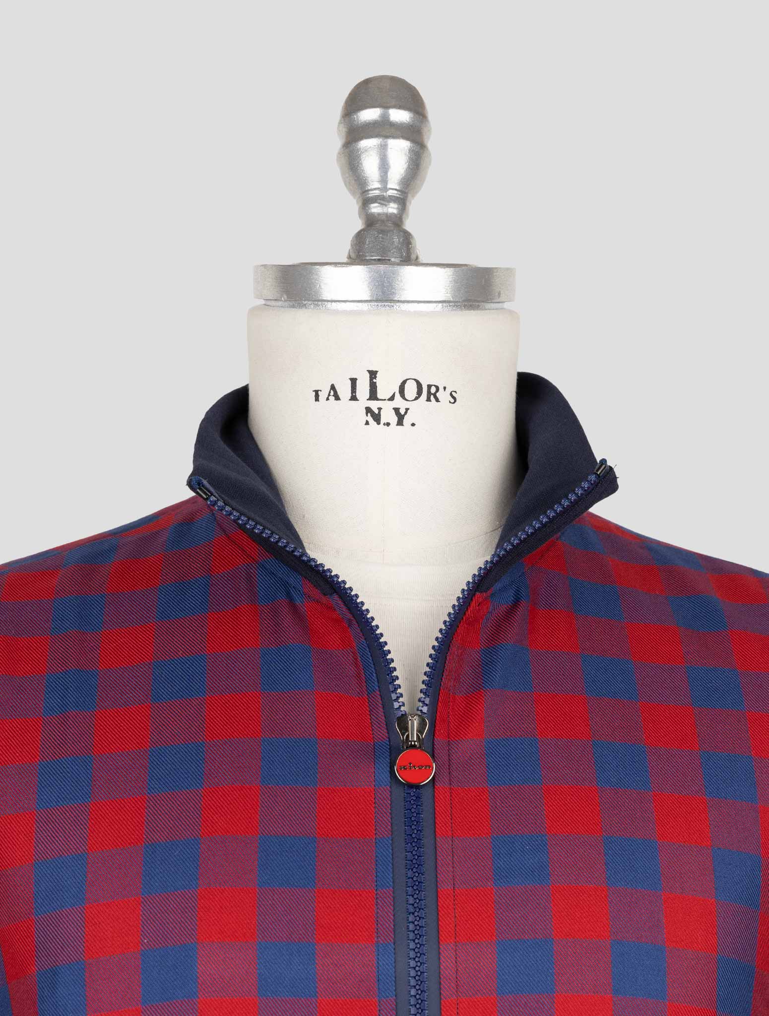 Kiton Blue Red Cotton Coat B-One