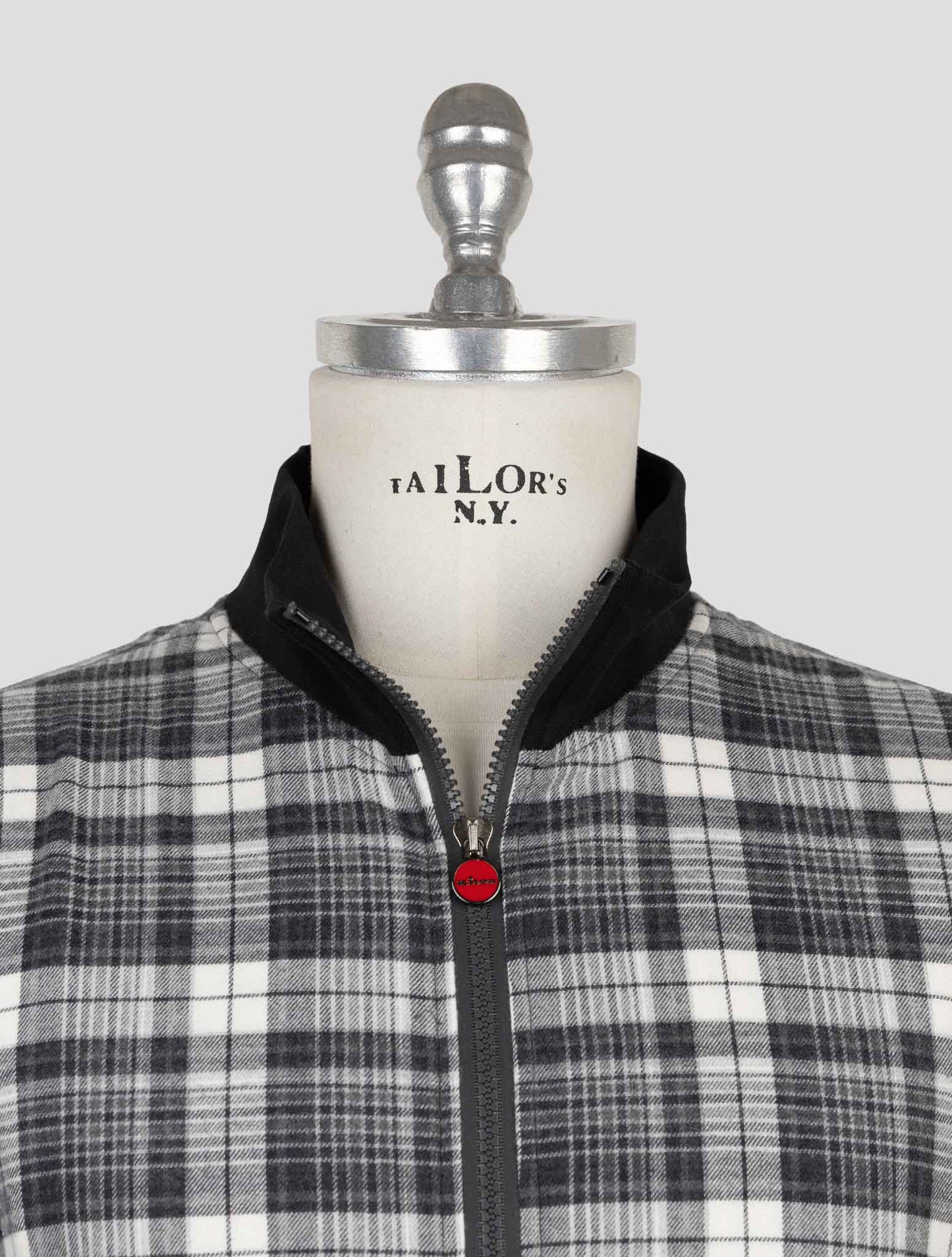 Kiton White Black Cotton Ea Coat B-One