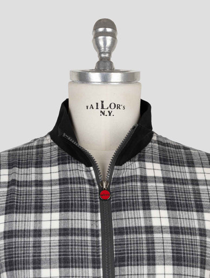 Kiton White Black Cotton Ea Coat B-One