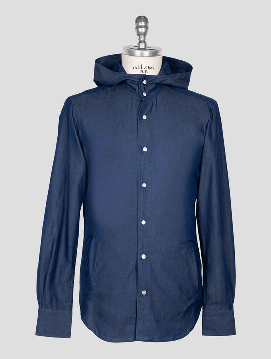 Kiton Blue Cotton Shirt Mariano