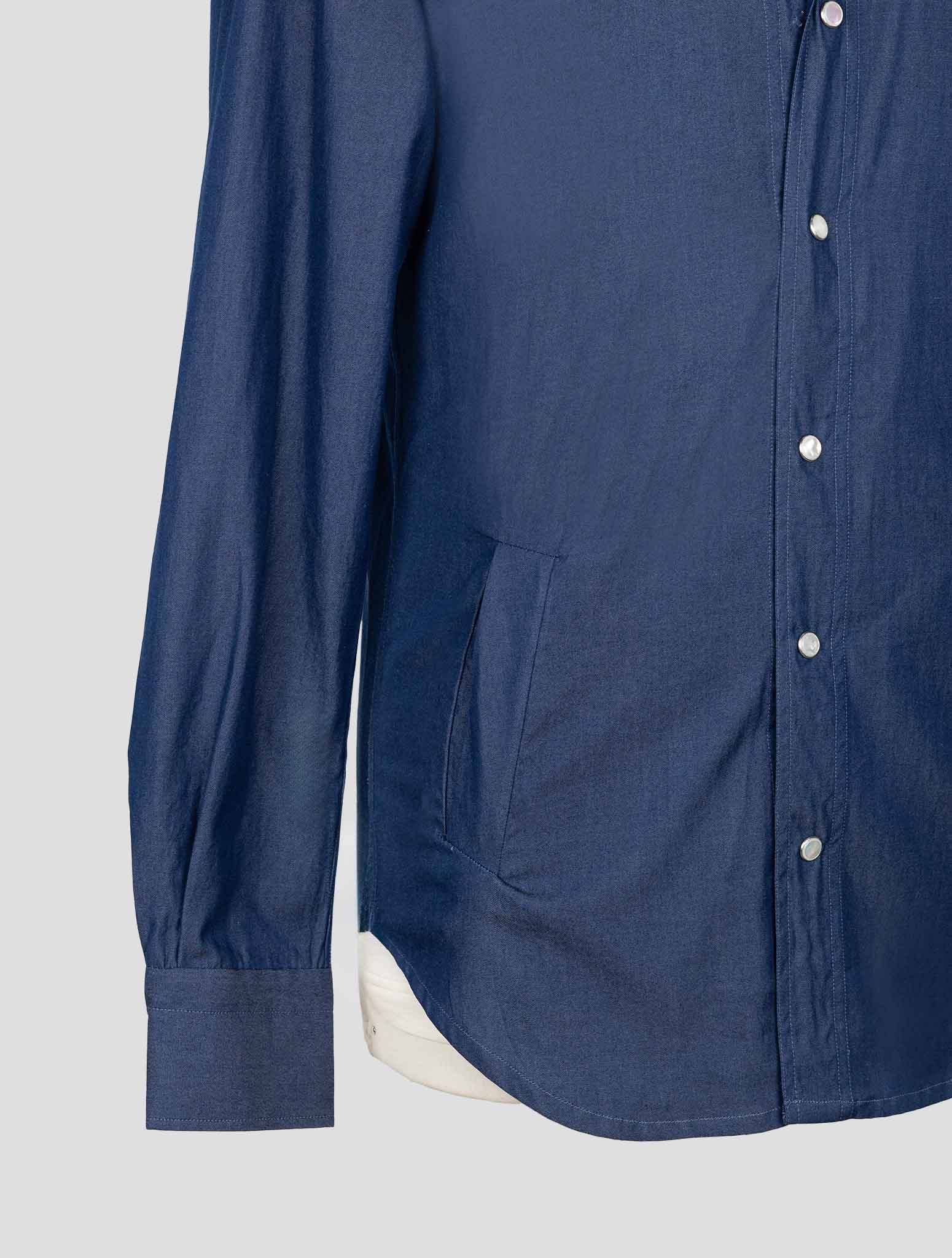 Kiton Blue Cotton Shirt Mariano