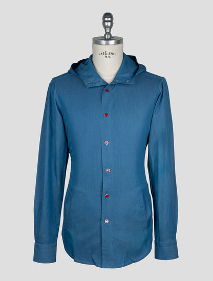 Kiton Blue Cotton Shirt Mariano