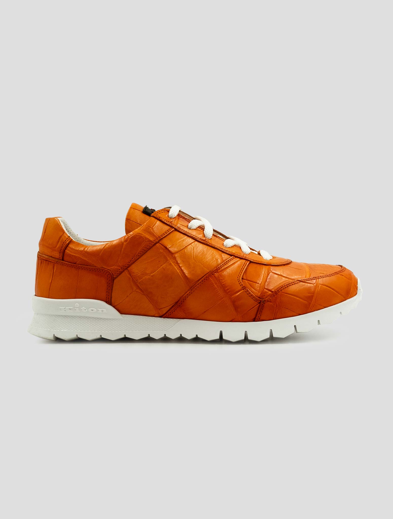 Kiton Orange Leather Crocodile Sneakers