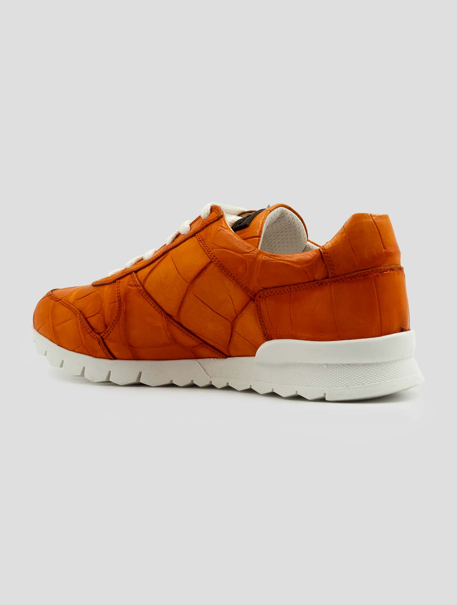 Kiton Orange Leather Crocodile Sneakers